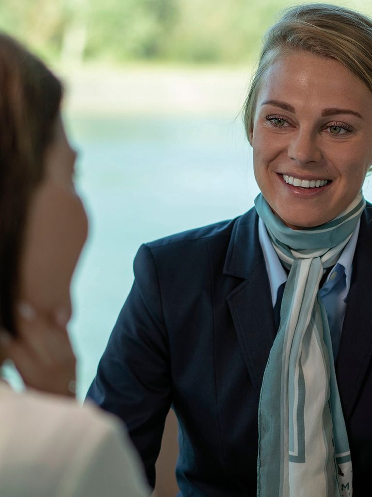 Two guests and cruise director mobile